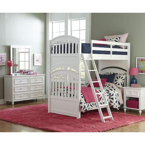 APRODZ Mango Wood Cagyvi Kids Bunk Beds with Ladder for Bedroom | White Finish