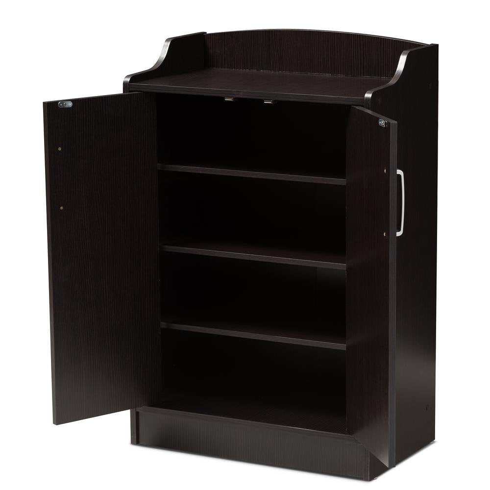 APRODZ Mango Wood Daviso Shoe Cabinet for Home | Shoe Rack Organiser | Brown Finish