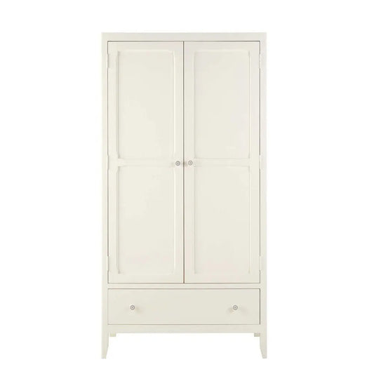 APRODZ Mango Wood Multipurpose Storage 2-Door Cana Wardrobe Almirah for Living Room | White Finish