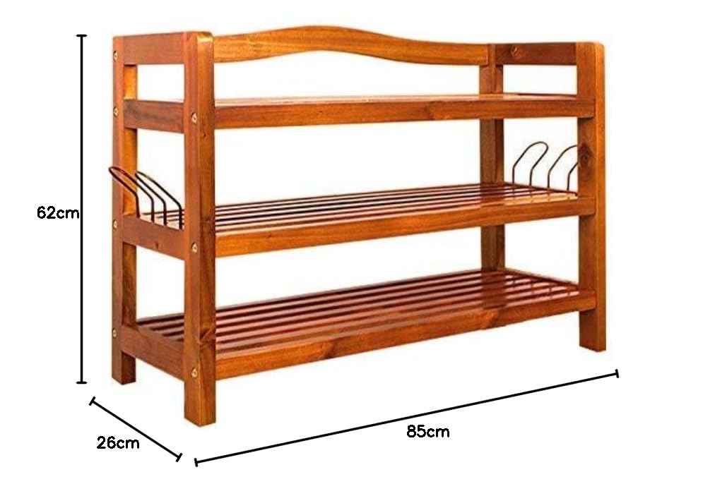 Wooden Shoe Rack 3 Tier Storage Cabinet Wood Shelf for Hallway Large Furniture Organiser Unit Brown Cupboard Racks