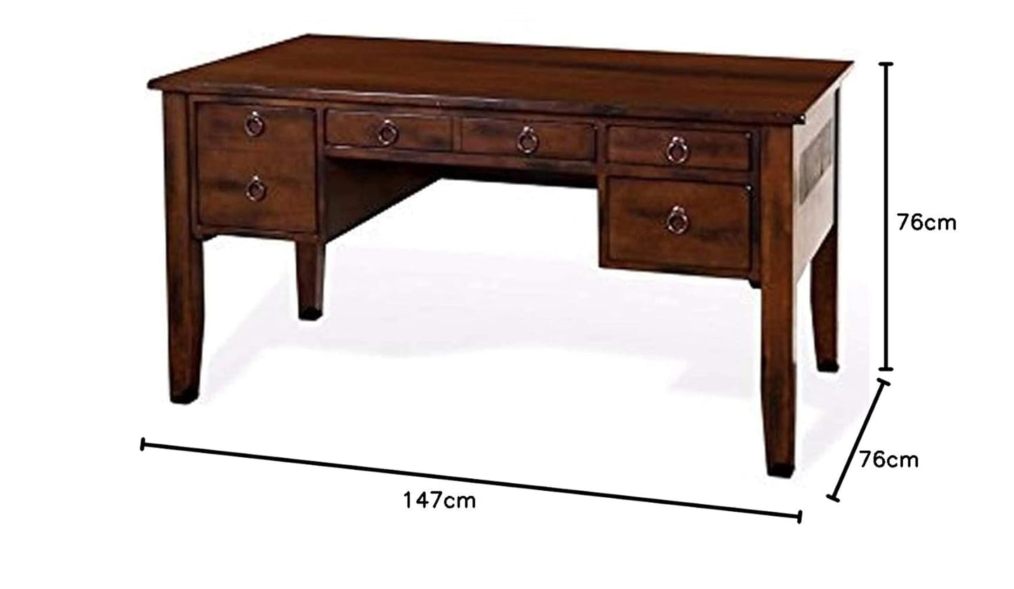 Mango Wood Wyola Study Desk Table for Home and Office Brown Finish, Standard (d-145)