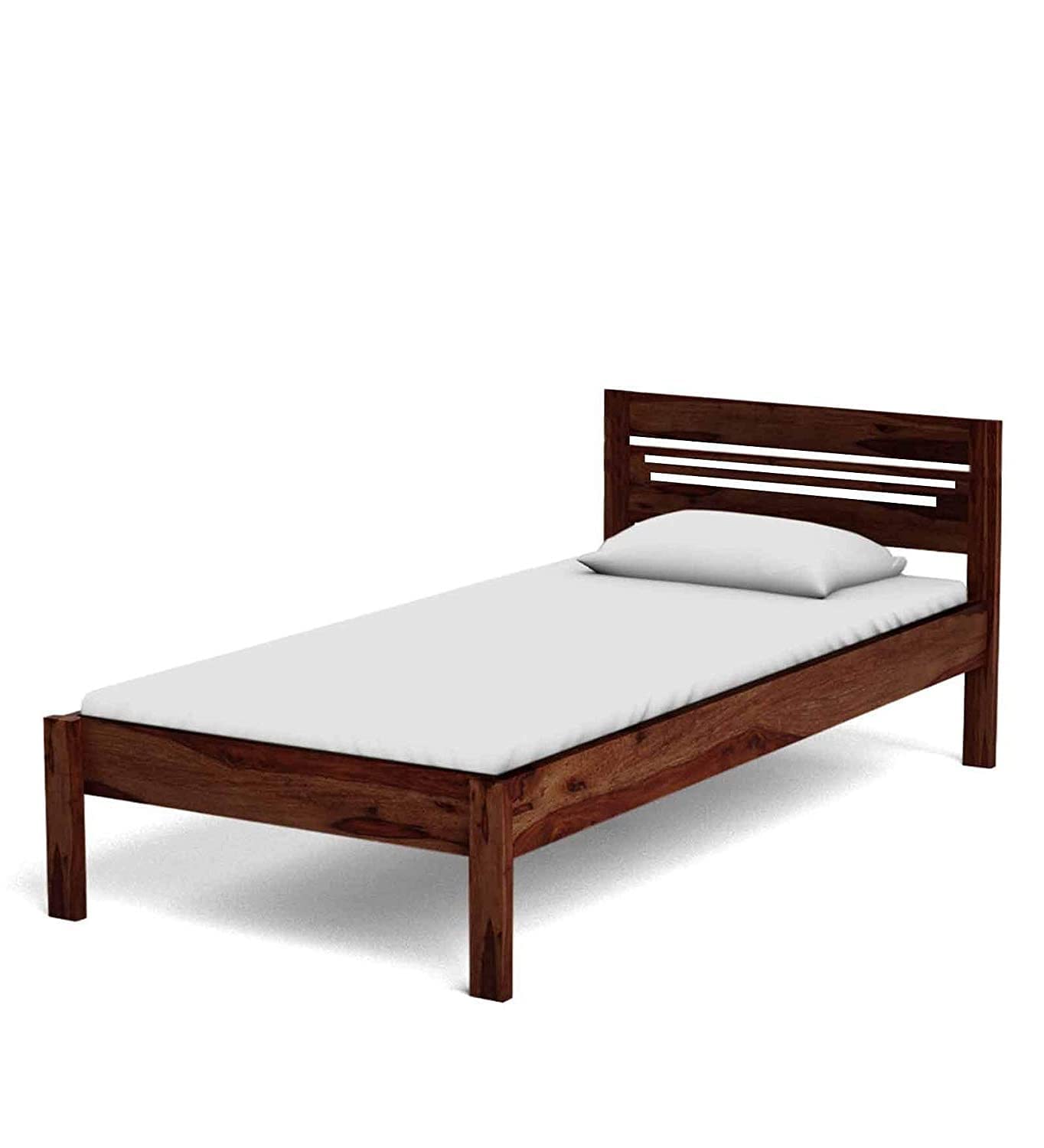 APRODZ Sheesham Wood Without Storage Frye Single Size Bed for Bedroom Dark Brown Finish