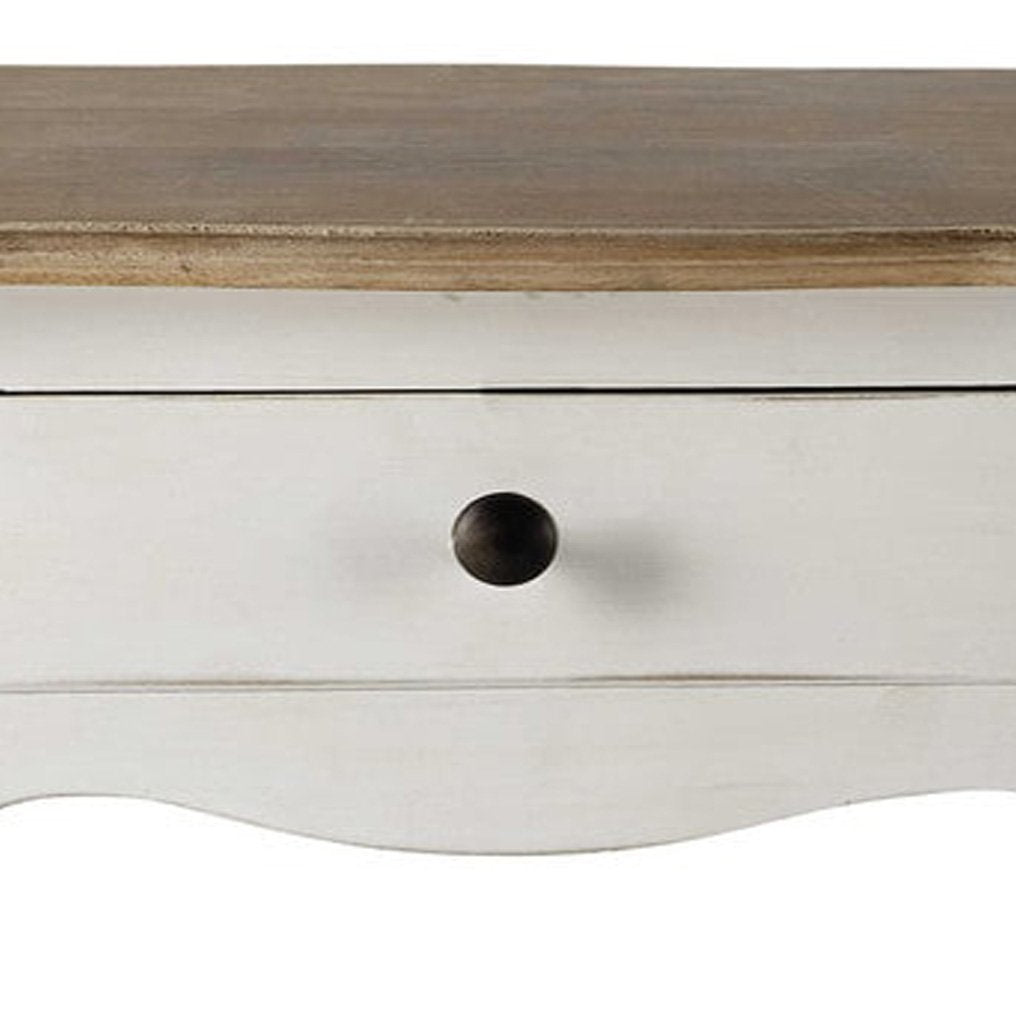 Mango Wood Baiyer One Drawer Selves Bedside Storage Table for Bedroom | White Finish