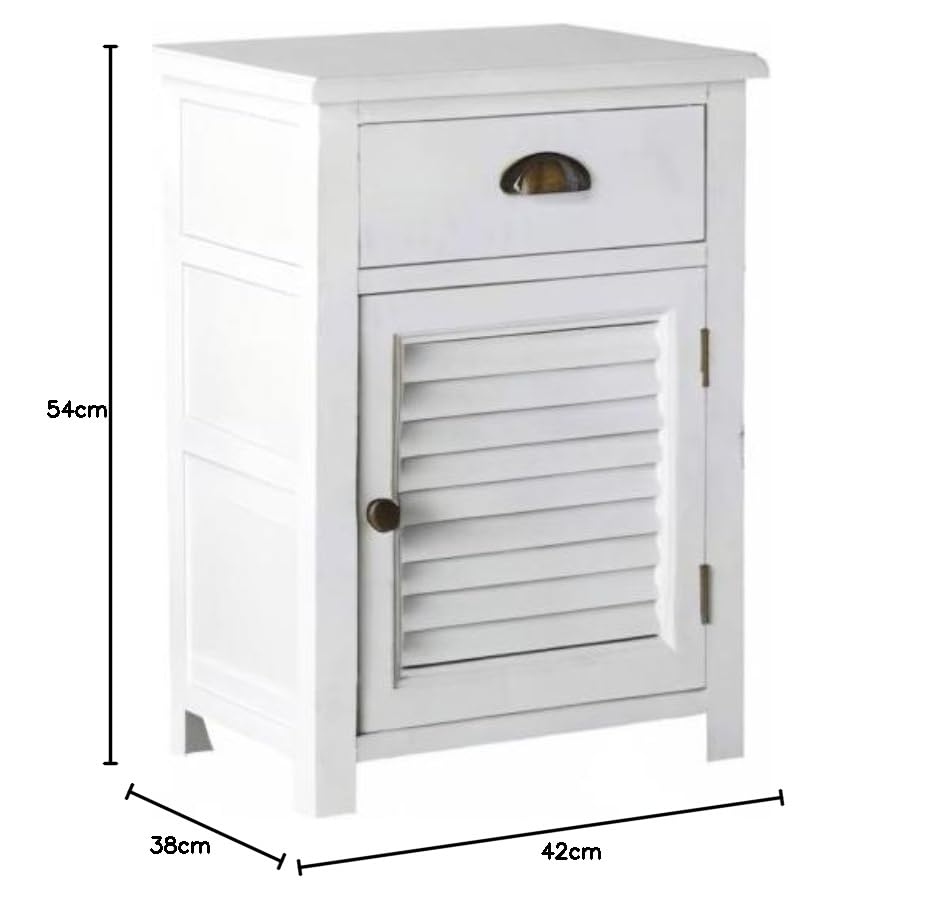 Mango Wood Boana Bedside Table – Stylish Wooden Nightstand with One Drawer & Shelves for Bedroom Storage & Home Organization (White Finish)