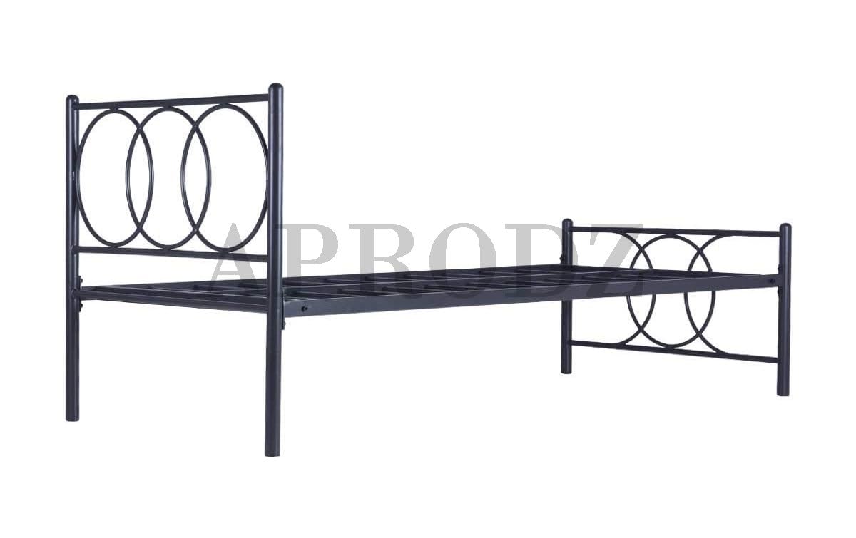 Black Powder-Coated Single Metal Bed | Sturdy and Durable Frame | Modern Minimalist Design | Easy Assembly | Ideal for Small Spaces