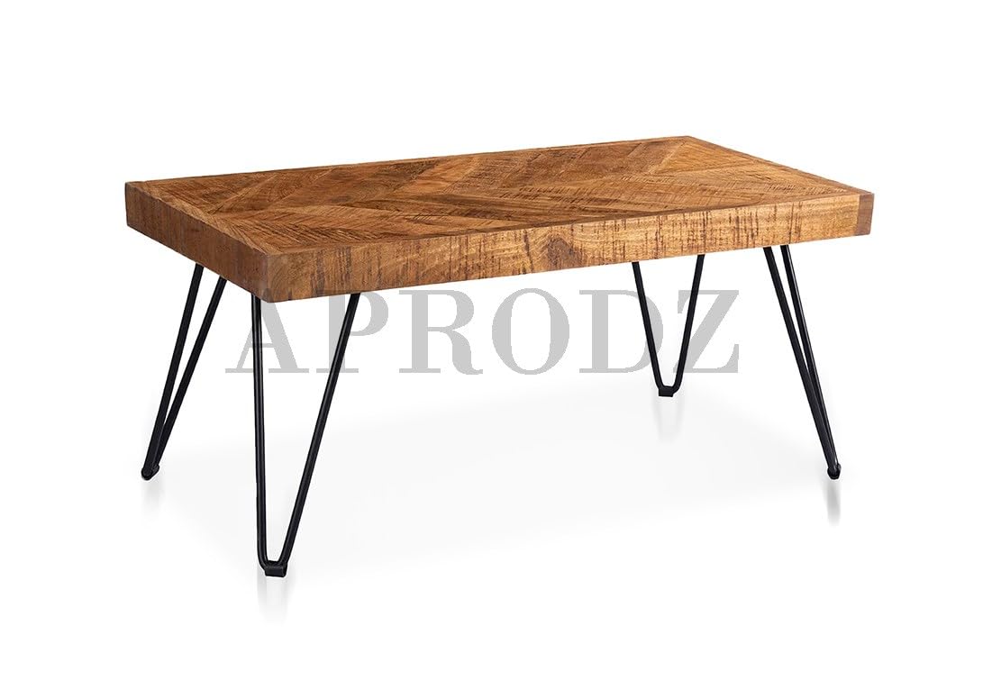 Parquetry Hairpin Leg Coffee Table - Unique Home Decor Piece