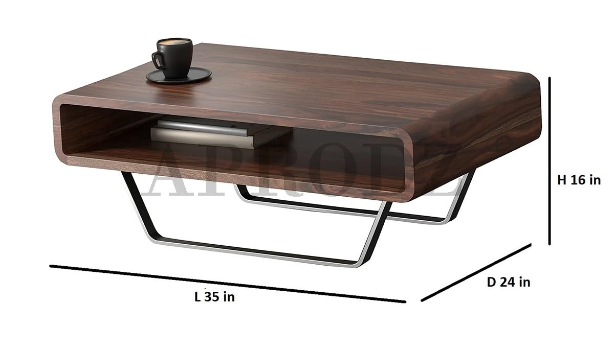 Solid Sheesham Wood & Carbon Steel Coffee Table | Modern Elegance for Your Living Room