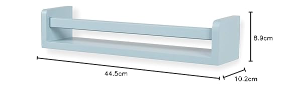 Childrens Wall Mounted Floating Shelves - 2 Set Shelf - Kid’s Room Bookshelf Display Nursery Books and Toy Storage Display Organizer - Ships Fully Assembled (Light Blue)