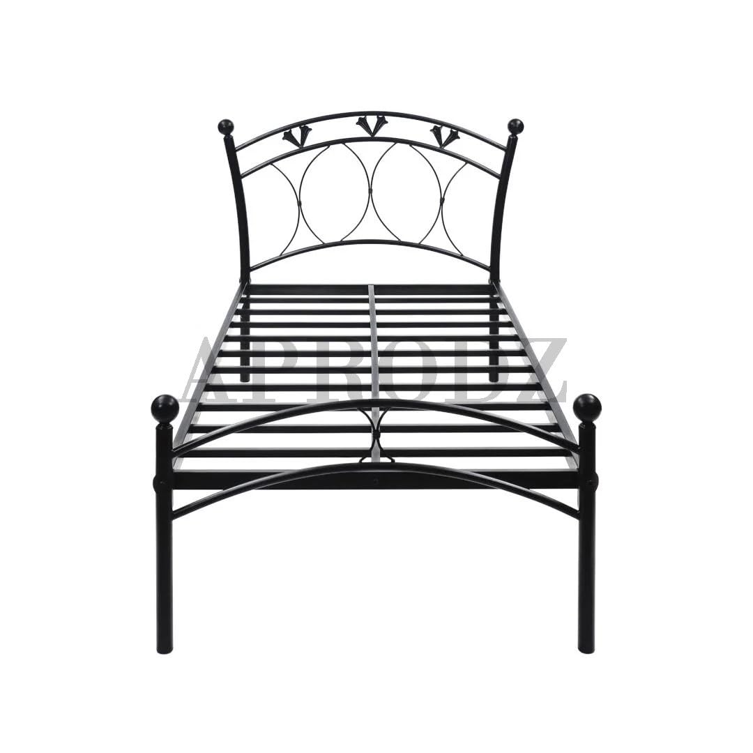 Black Powder-Coated Single Metal Bed | Sturdy and Durable Frame | Modern Minimalist Design | Easy Assembly | Ideal for Small Spaces