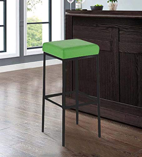 Maude Cushion Seat and Stainless Steel Bar Stool (Metal - black powdercoated and cushion Green)