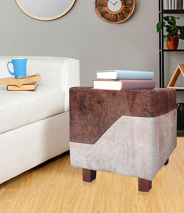 Ottoman Stool for Living Room | Pouffes for Sitting| Foot stools | Office Stools | Decoration & Dressing Table Suede Fabric Set of 1 Dark Brown +...