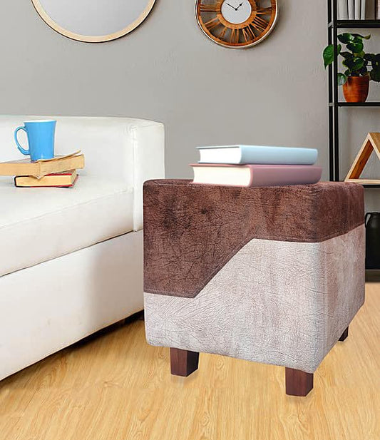 Ottoman Stool for Living Room | Pouffes for Sitting| Foot stools | Office Stools | Decoration & Dressing Table Suede Fabric Set of 1 Dark Brown +...