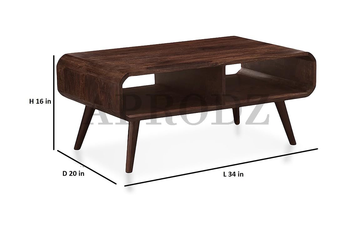 Rectangular Coffee Table with Storage | Stylish Center Table in Provincial Teak Finish for Living Room and Home Décor
