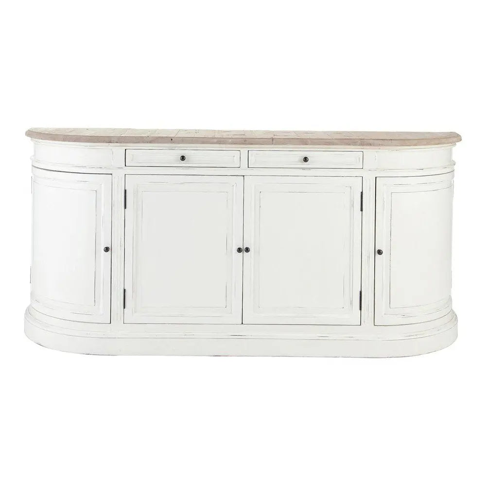 APRODZ Mango Wood Dnipro Sideboard Storage Cabinet for Living Room | Wooden Cabinet for Kitchen | White Finish