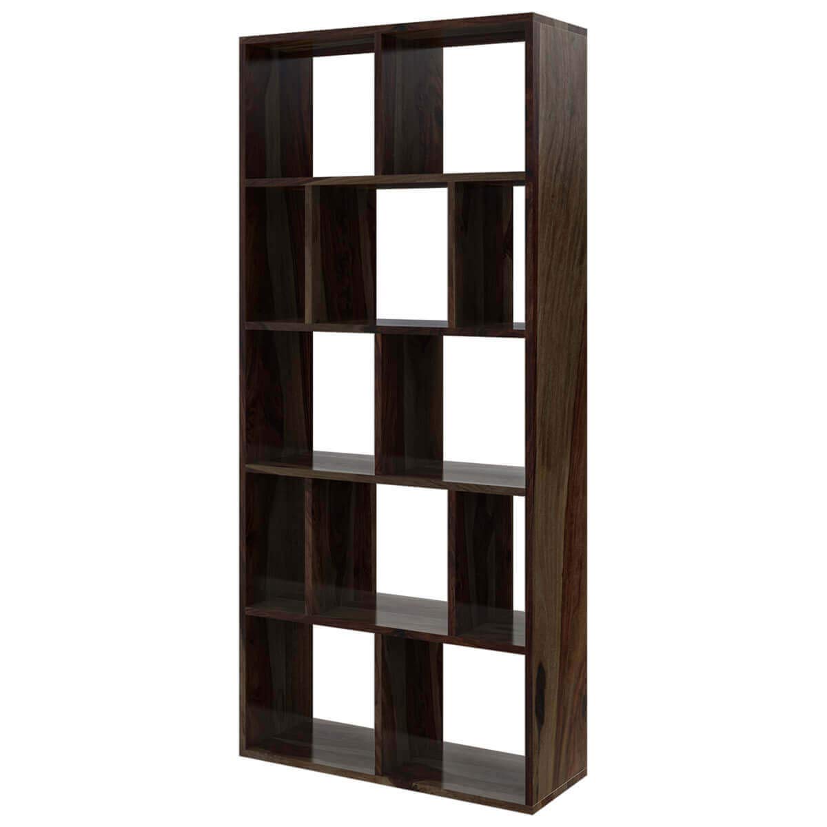 Lizzie Sheesham Wood Asymmetrical Cube Home Office Bookcase