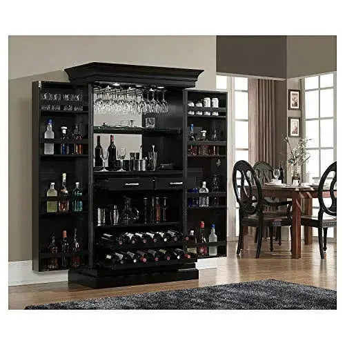 Mango Wood Peetz Royal Stylish Bar Cabinet with Wine Glass Storage for Living Room | Chestnut Finish