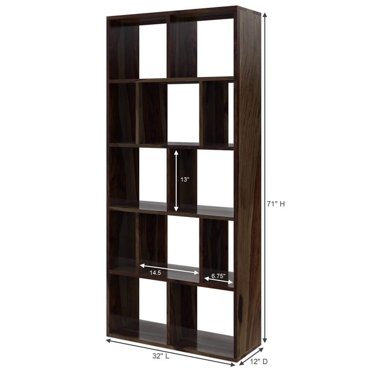 Lizzie Sheesham Wood Asymmetrical Cube Home Office Bookcase