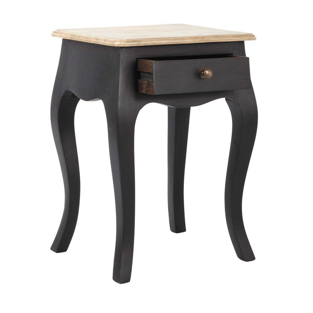 Mango Wood Cusco One Drawer Selves Bedside Storage Table for Bedroom | Dark Brown Finish