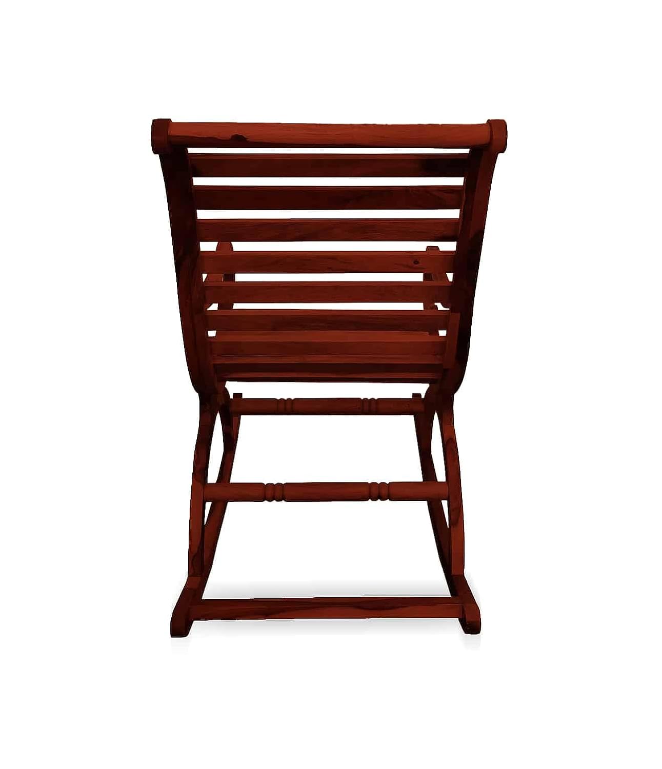 Narkali Sheesham Wood Ergonomic Rocking Chair with Cushion (Wood Finish)