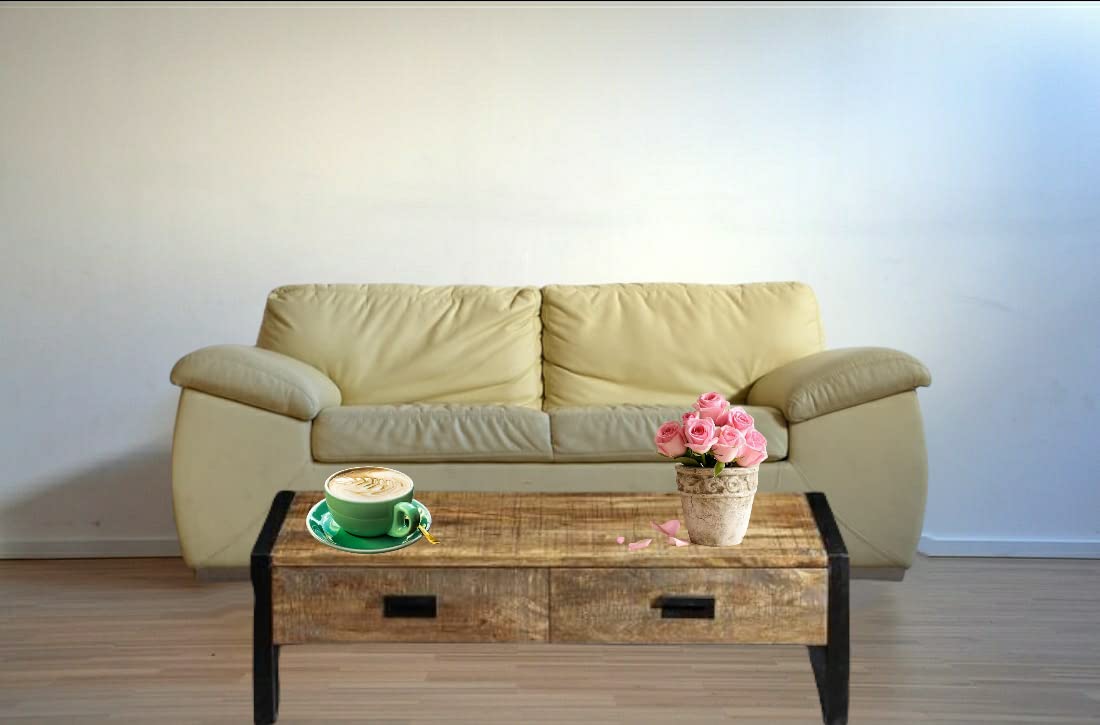 Mango Wood Negro Stylish Coffee Table for Living Room | Center Table for Home | Brown Finish