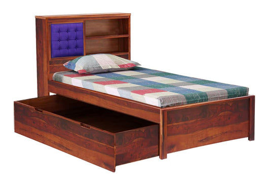 Sheesham Wood Santiago Storage Single Bed for Bedroom Stylish