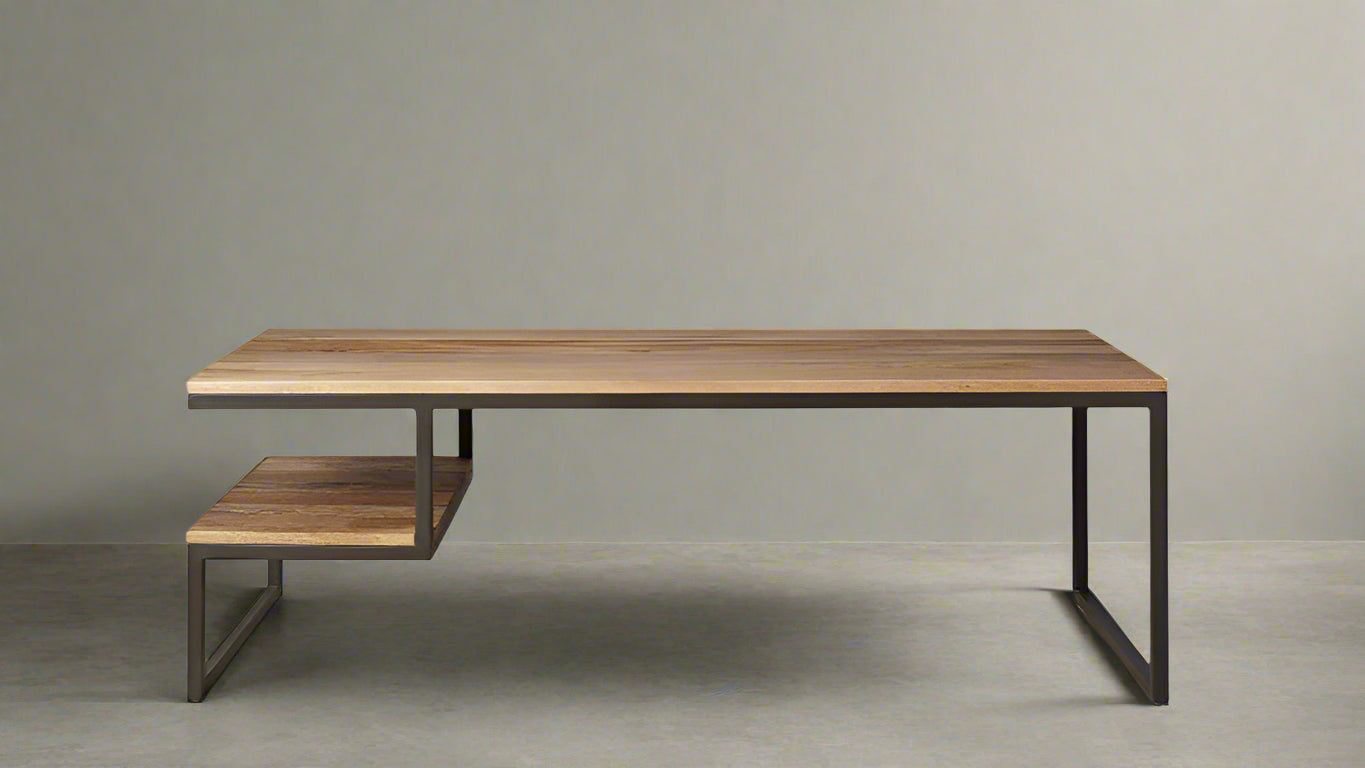Mango Wood & Steel Anoco Stylish Coffee Table for Living Room | Center Table for Home | Brown Finish