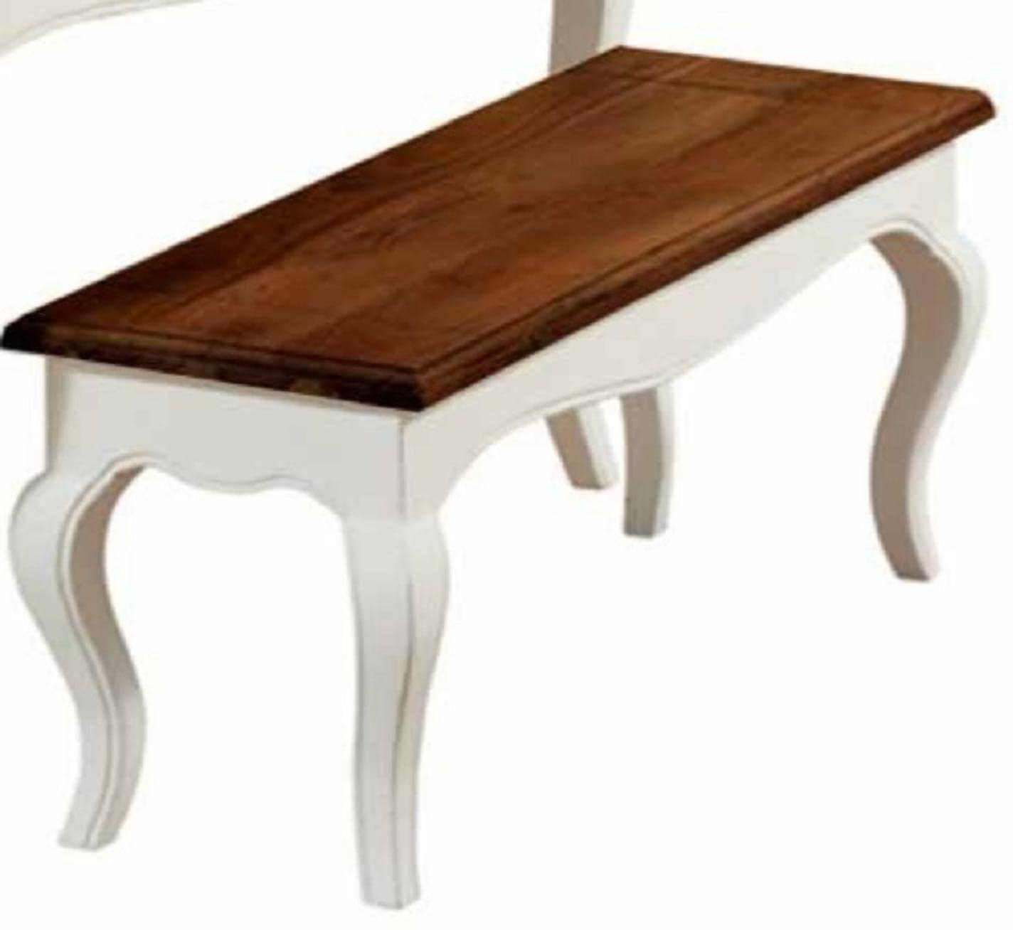 APRODZ Mango Wood Vaughan 4 Seater Dining Table Set for Home | One Bench and 2 Chair Dining Furniture | Brown & White Finish