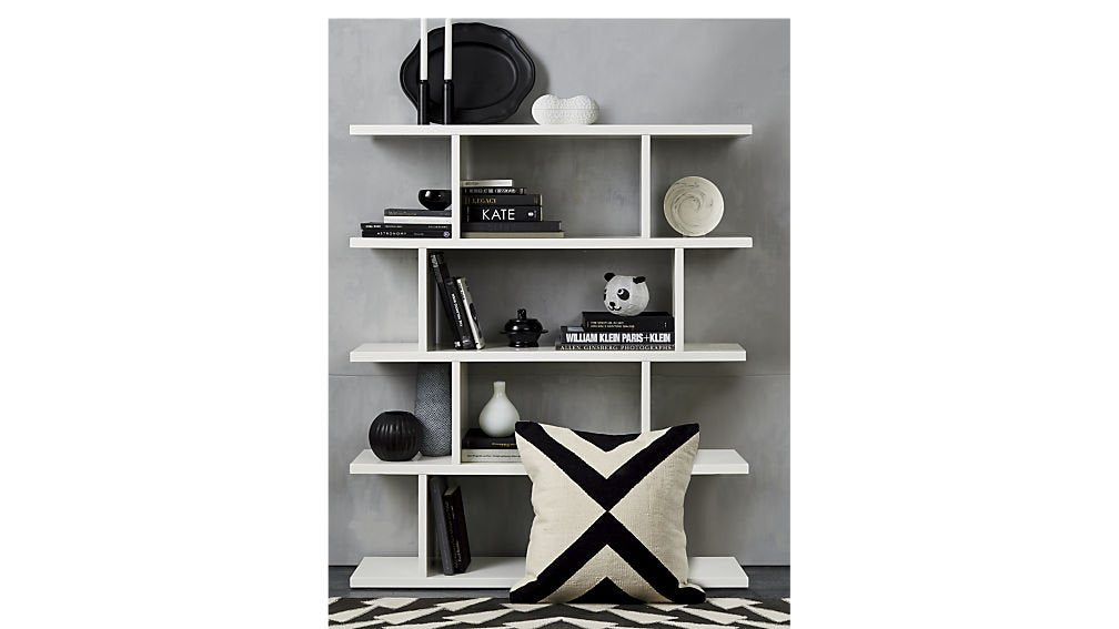 Solid Wood Rise 5 Tier Bookcase Shelf for Living Room | Book Shelves | White Finish