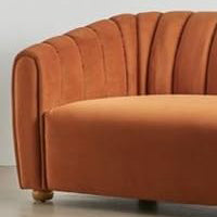 APRODZ Serene Modern Channel-Tufted Velvet Sofa – Burnt Orange 3-Seater Couch for Living Room