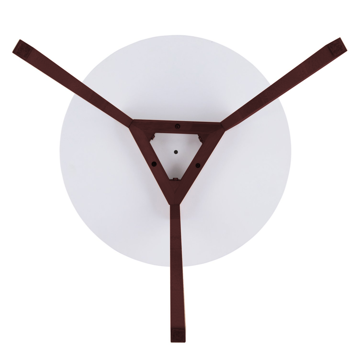 Mid-Century Modern End Table White Round Tabletop & 3 Acacia Legs