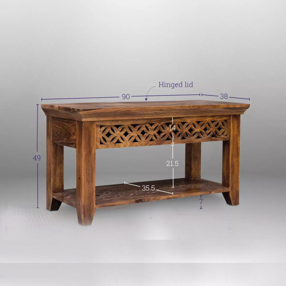 Durque Box Bench with Storage, Teak, Standard
