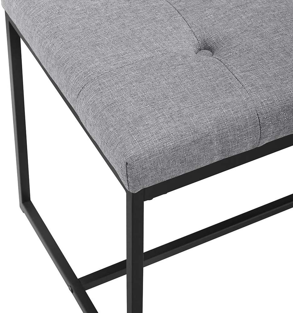 Modern Tufted Upholstered Cushion and Metal Seating Bench Ottoman