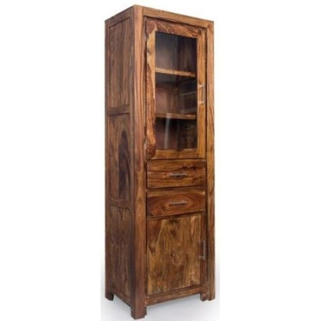 Sheesham Wood High Wooden Cabinet, Cupboard, Sideboard, Showcase or Library Bookcase