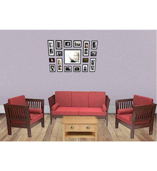 Mocko Sheesham Wood 3+1+1 Seater Sofa Set with Cushions for Living Room