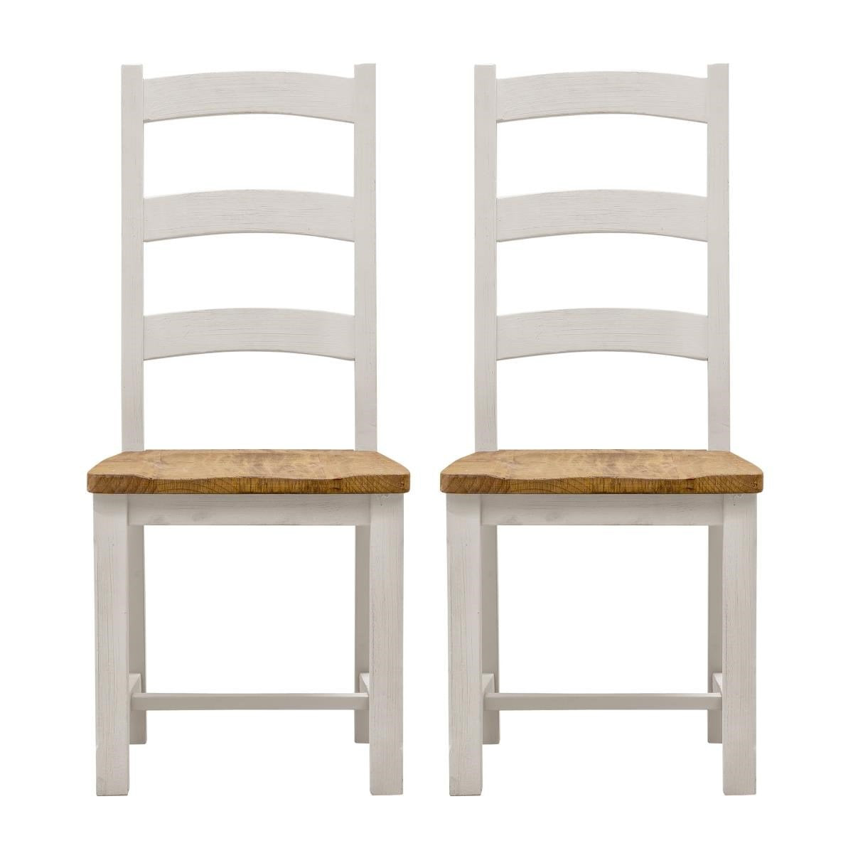 APRODZ Soild Wood Bilbao Dining Chair Set for Home | Set of 2 Chair | White Finish