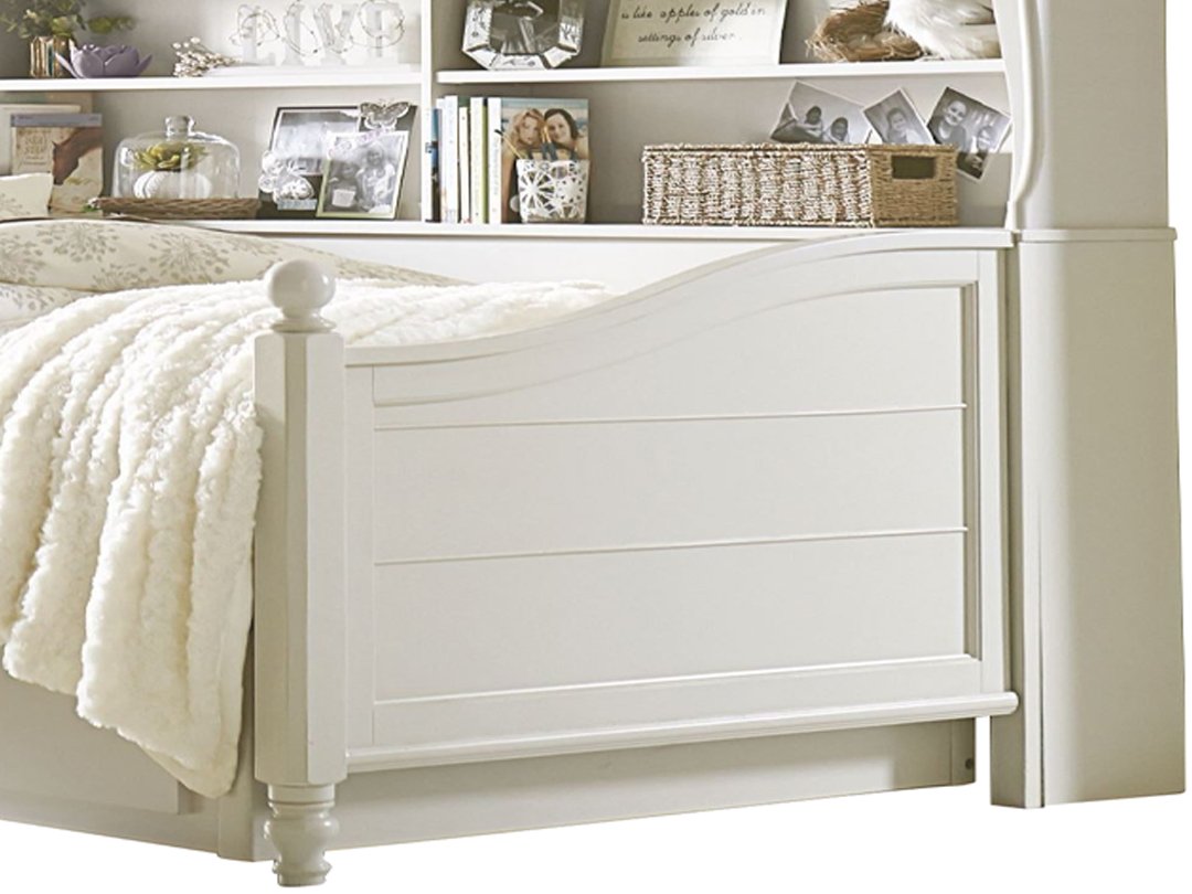 APRODZ Solid Wood Holroyd Daybed with Trundle Bed & with Bookcase on Headboard for Kids Room