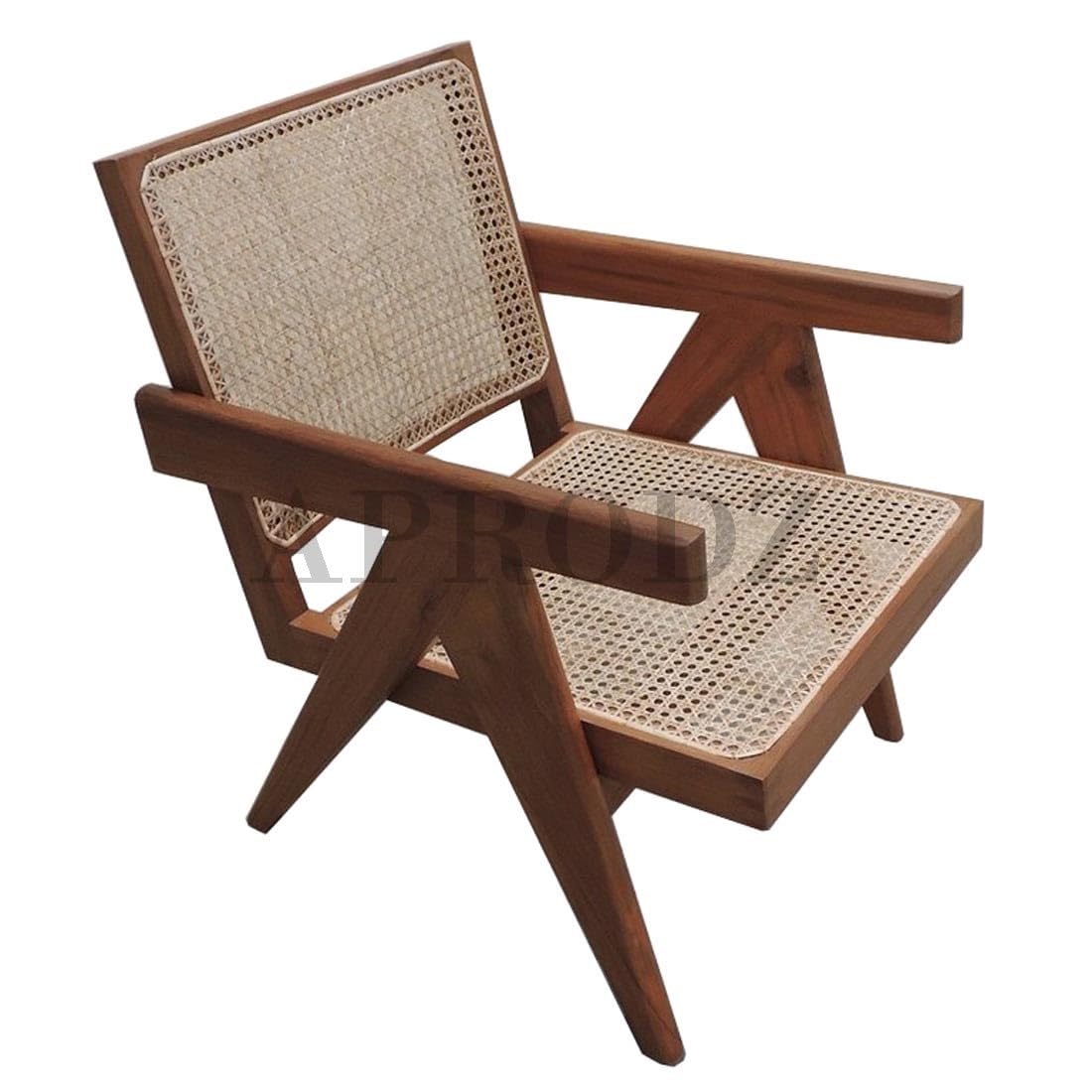 Darson Lenin French Style Teak Wood Cane Armchair(Set of 2)