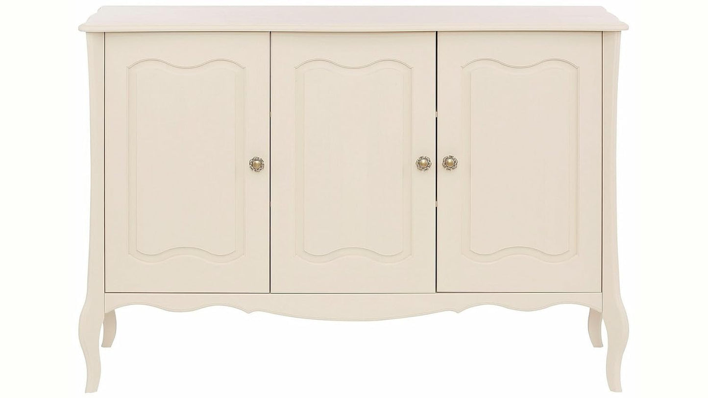 APRODZ Solid Wood Cali Sideboard Storage Cabinet for Living Room | White