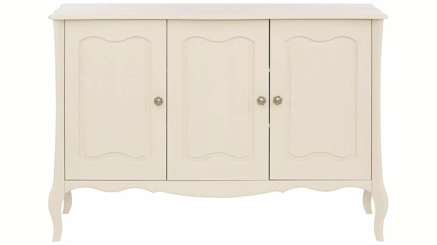APRODZ Solid Wood Cali Sideboard Storage Cabinet for Living Room | White
