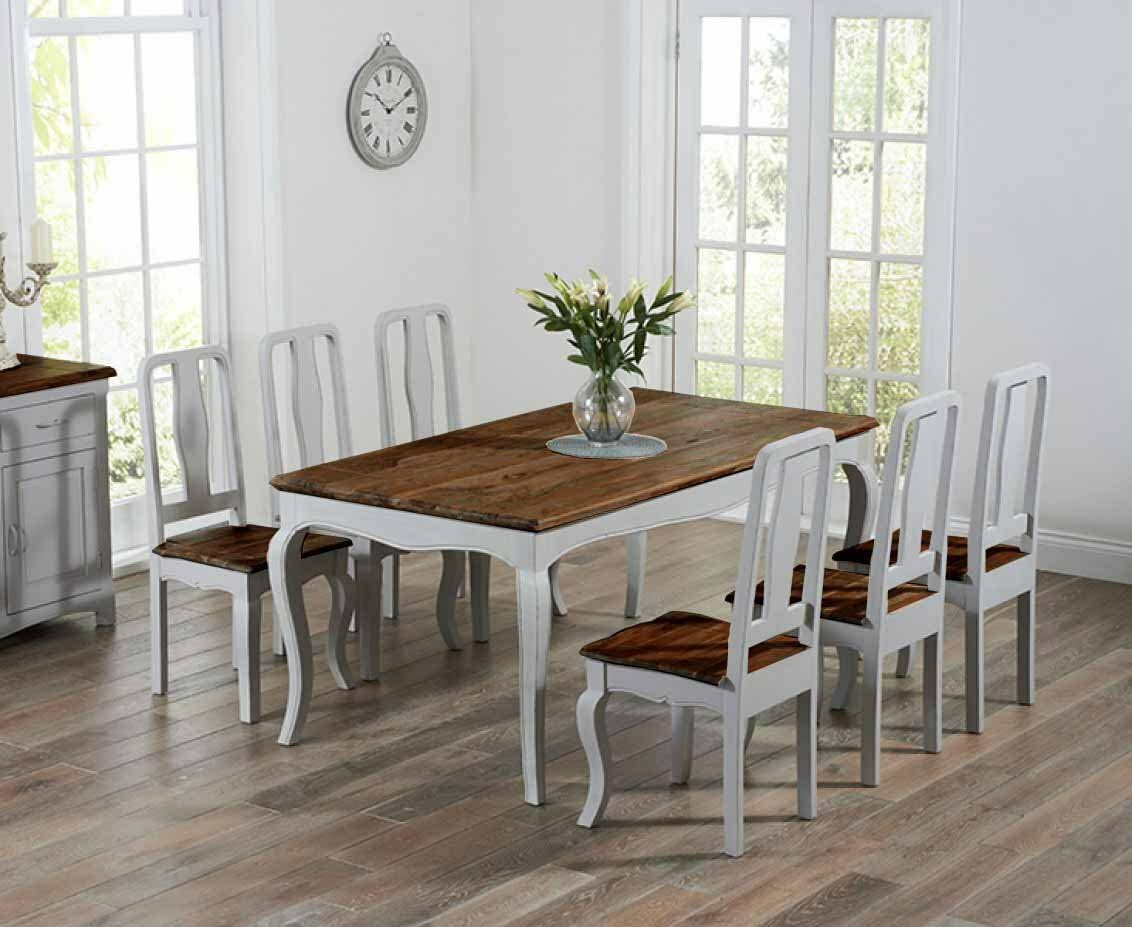 Sheesham Wood Vaughan 6 Seater Dining Table Set for Home Living Room | Dining Furniture | Grey and Brown