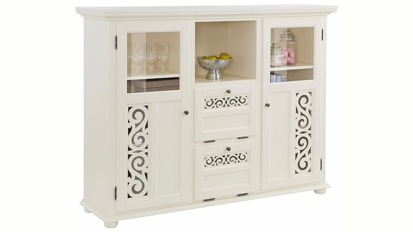 APRODZ Soild Wood Fora Sideboard Storage Cabinet for Living Room | White Finish