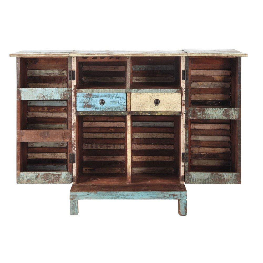 APRODZ Reclaimed Wood Wine Holder Storage Stylish Bar Cabinet for Living Room | Multi-Color