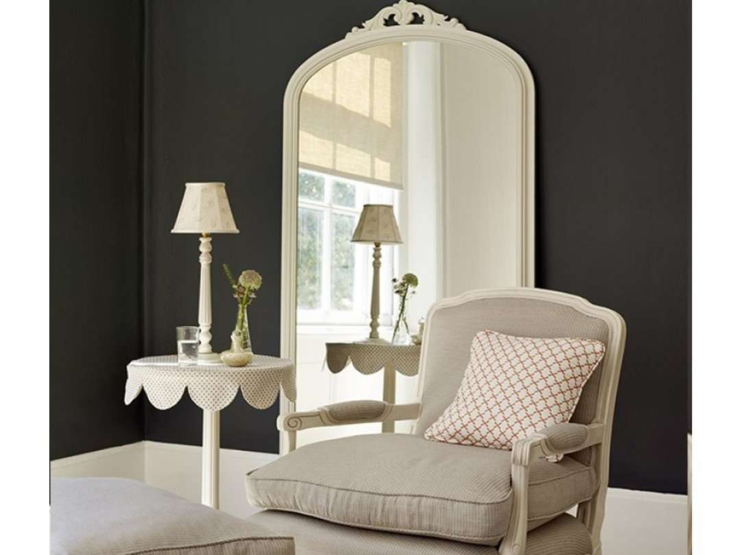 APRODZ Mango Wood Thana Standing Wall Decorative Mirror Frame| Wooden Mirror | White Finish
