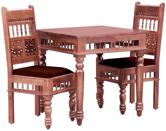 APRODZ Sheesham Wood Norcross 2 Seater Dining Table Set for Home | Dining Furniture | Brown Finish
