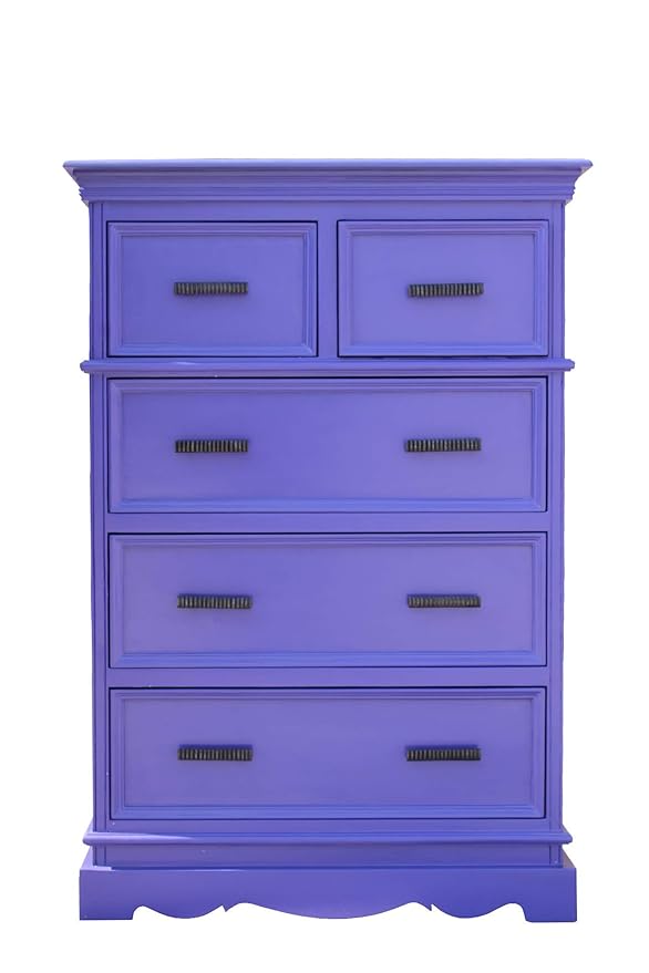 Solid Wood Callao Chest of 5 Drawers Storage Cabinet for Living Room|Medium Violet Finish