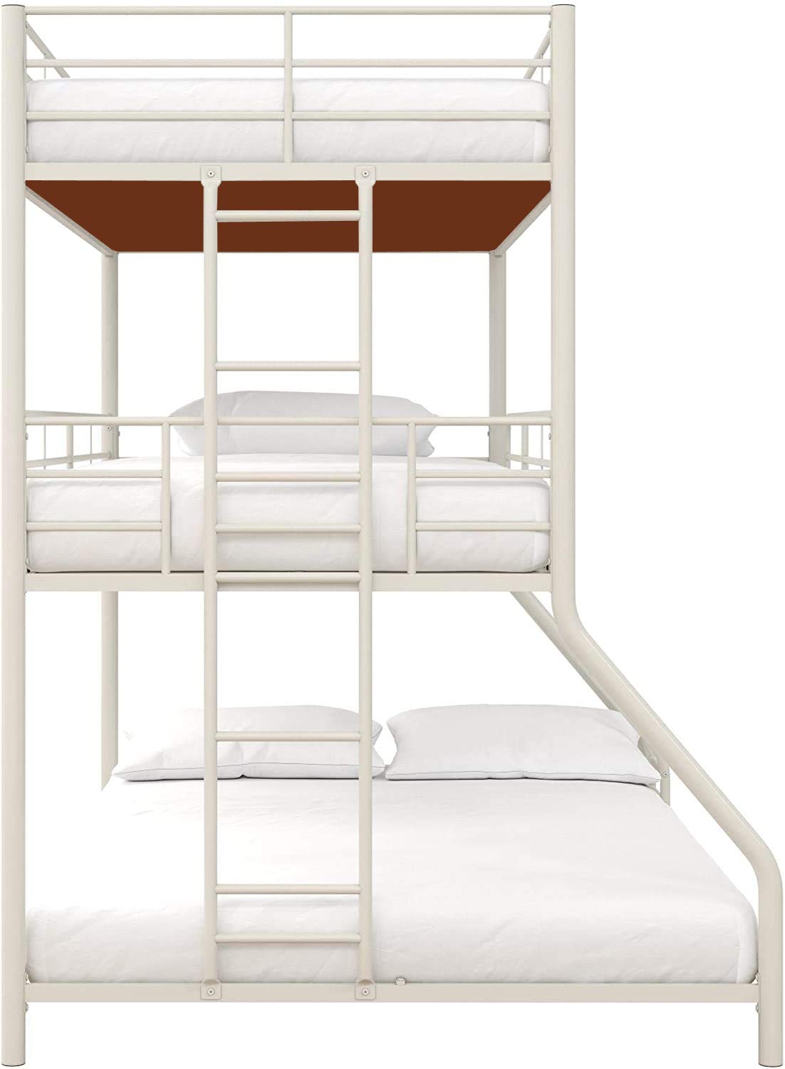 APRODZ Chavez Twin/Twin/Full Size Metal Triple Bunk Bed (Metal - White Powdercoated)