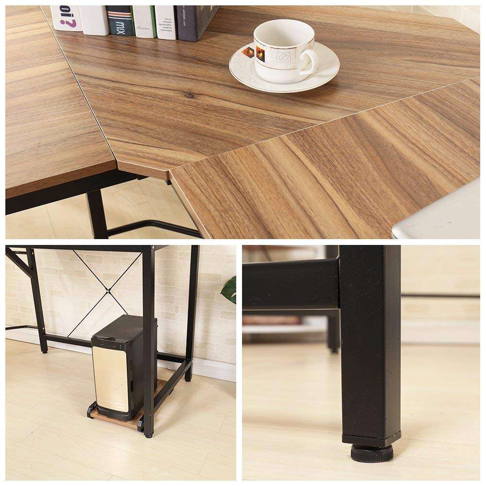 Aprodz Duane 59 x 59 inches Large L-Shaped Desk Computer Desk L Desk Office Desk Workstation Desk, Oak