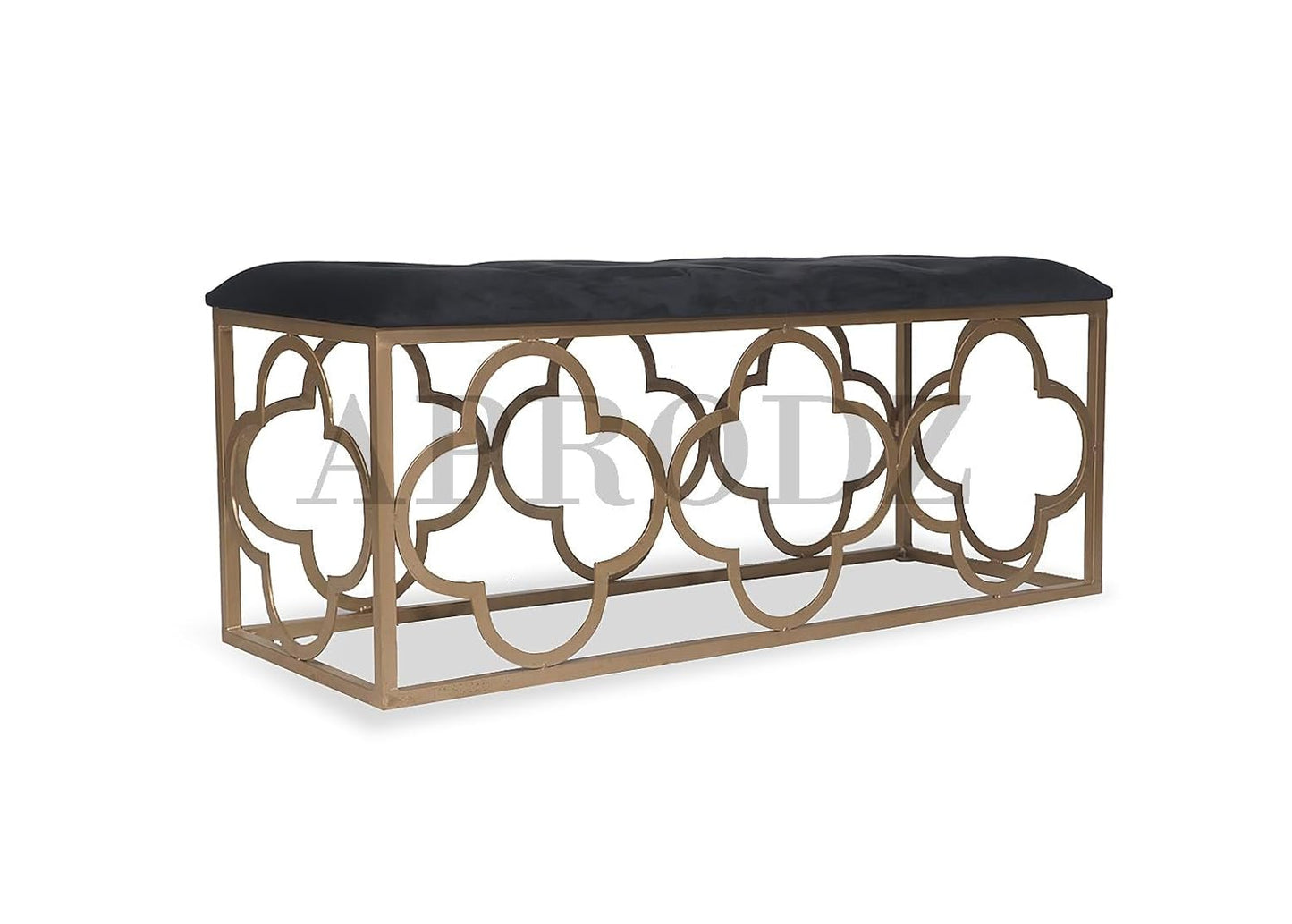 Entryway Bench Black Velvet and Metal (Metal - Gold)