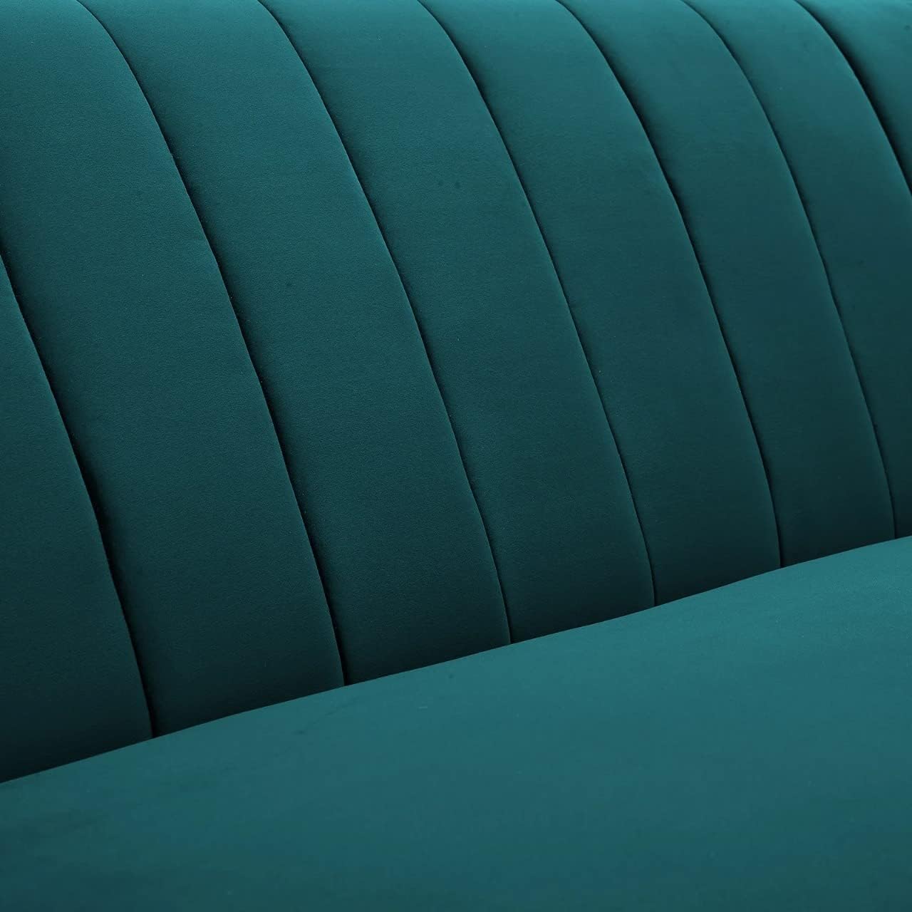 Aprodz Serene Emerald Green Velvet 3-Seater Sofa – Modern Channel Tufted Couch for Living Room | Soft Upholstery | Wooden Frame | Comfortable & Stylish Design