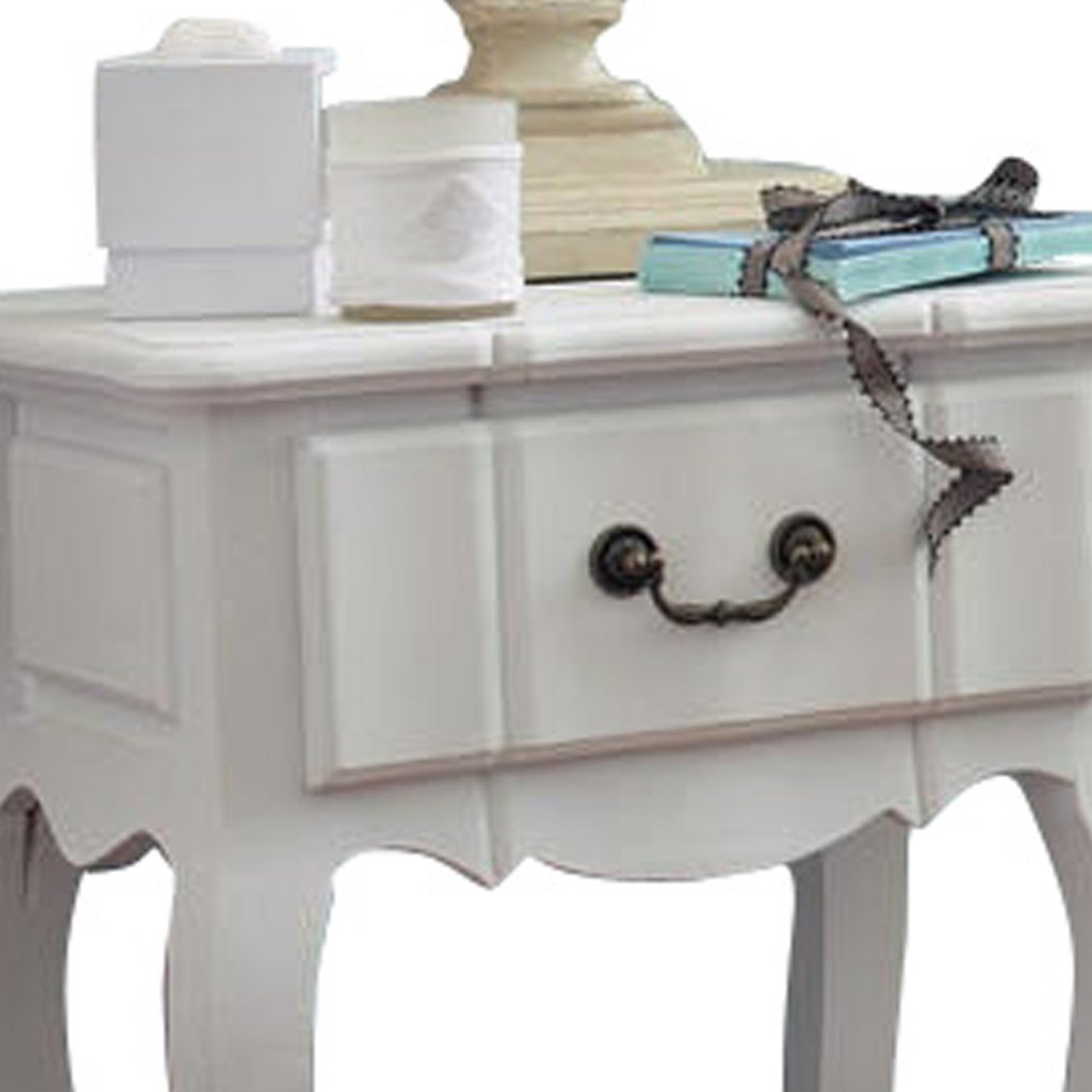 Mango Wood Vanimo One Drawer Selves Bedside Storage Table for Bedroom | White Finish